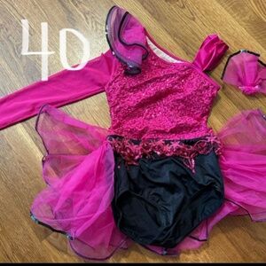 Pink and black jazz youth costumes